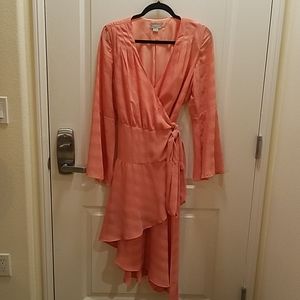 Peach wrap around dress